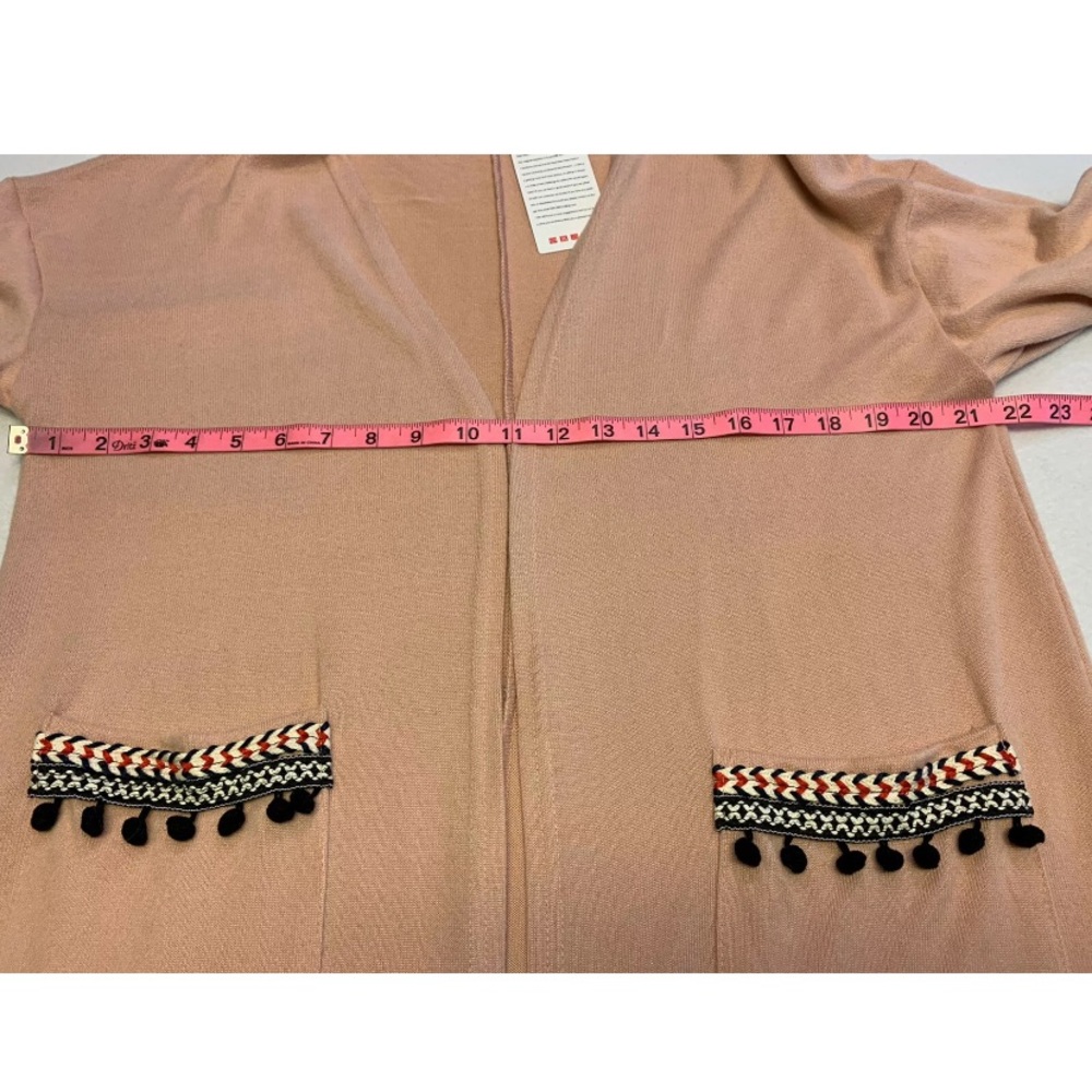 BTFBM open cardigan Pink/Black SzS pompom trim NWT - Picture 6 of 8